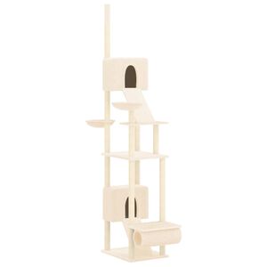 vidaXL Arbre &agrave; chat du sol au plafond Cr&egrave;me 277-303 cm