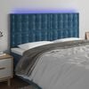 vidaXL T&ecirc;te de lit &agrave; LED Bleu fonc&eacute; 200x5x118/128 cm Velours