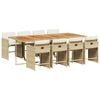 vidaXL Ensemble &agrave; manger de jardin et coussins 9 pcs beige Poly rotin
