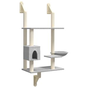 vidaXL Arbre &agrave; chat mural avec griffoir gris clair 153 cm