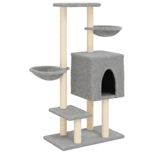 vidaXL Arbre &agrave; chat avec griffoirs en sisal gris clair 117 cm