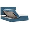 vidaXL Lit de Rangement avec stockage Bleu fonc&eacute; 200 x 200 cm Velours