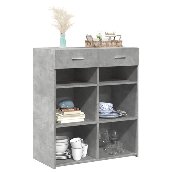 vidaXL Buffet gris béton 80x42,5x93 cm bois d'ingénierie