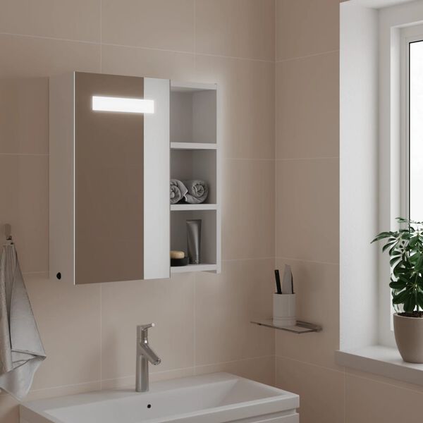 vidaXL Armoire de salle de bain &agrave; miroir avec LED blanc 45x13x52 cm