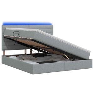 vidaXL Lit de rangement LED avec matelas Gris clair 140 x 190 cm Tissu