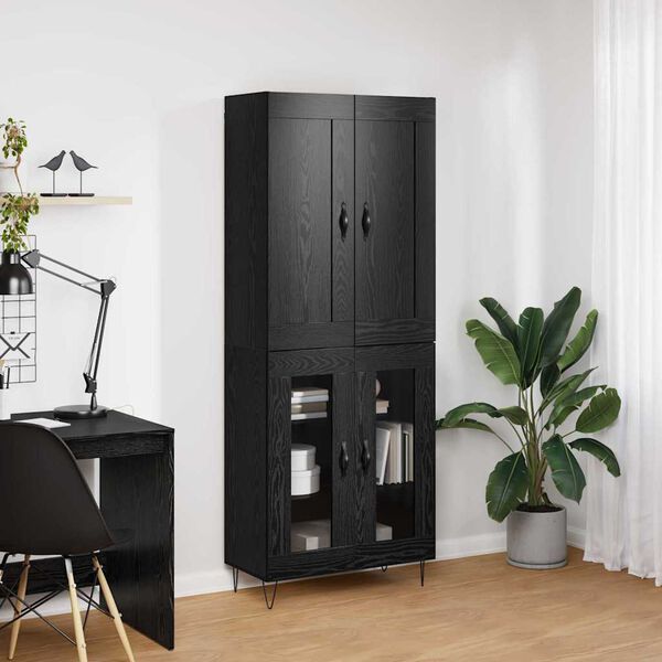 vidaXL Haut Armoire Ch&ecirc;ne noir 69,5 x 34 x 180 cm Bois d'ing&eacute;nierie