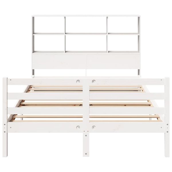 vidaXL Lit biblioth&egrave;que sans matelas blanc 120x200 cm bois pin massif