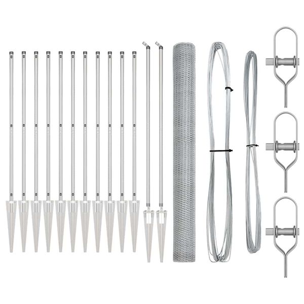 vidaXL Poteau de cl&ocirc;ture. Argent&eacute; 25 x 1,6 m (maille de 25 mm) Acier