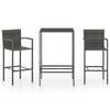 vidaXL Ensemble de bar de jardin 3 pcs R&eacute;sine tress&eacute;e Gris