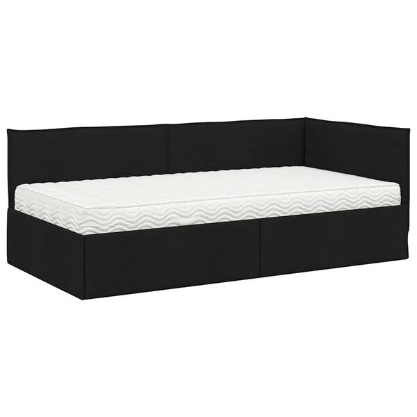 vidaXL Cadre de lit d'angle avec matelas 2 pcs Vert Velours