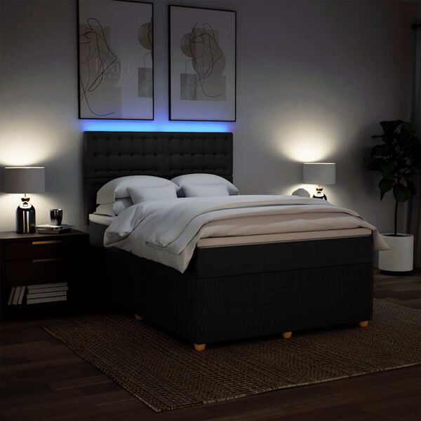 vidaXL Sommier &agrave; lattes de lit avec matelas Noir 140x200 cm Tissu