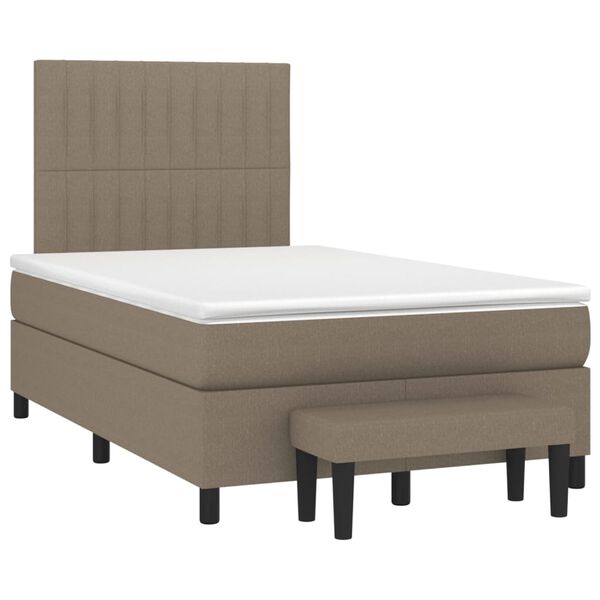 vidaXL Sommier &agrave; lattes de lit avec matelas taupe 120x190 cm tissu