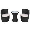 vidaXL Mobilier de bistro 3 pcs avec coussins R&eacute;sine tress&eacute;e Noir