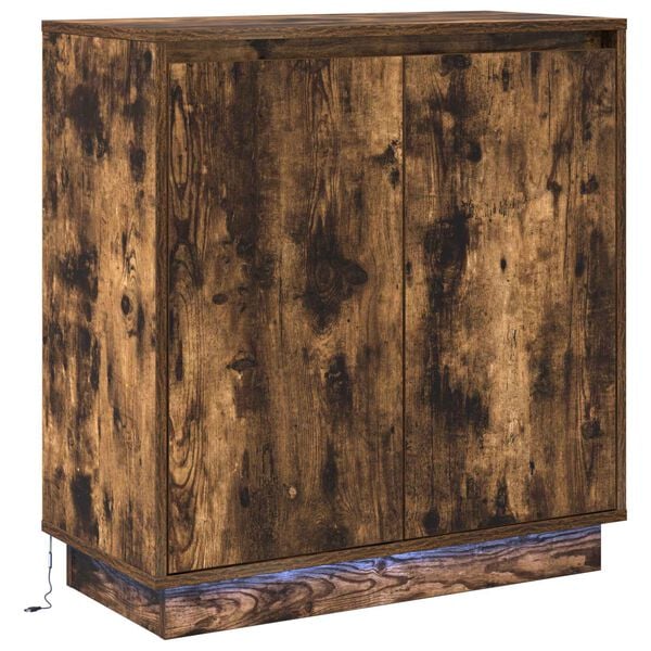 vidaXL Buffet LED Ch&ecirc;ne fum&eacute; 71 x 34,5 x 75 cm Bois d'ing&eacute;nierie