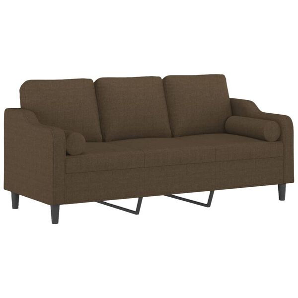 vidaXL Canap&eacute; 3 places et oreillers et coussins Marron 180 cm Tissu