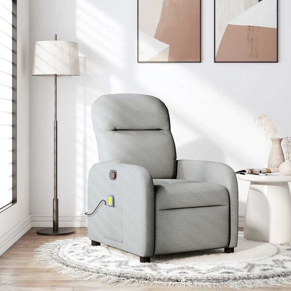 vidaXL Fauteuil de massage inclinable gris nuage tissu