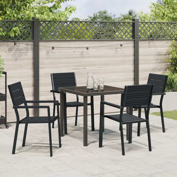 vidaXL Ensemble de salle &agrave; manger pour jardin 5 pcs Noir