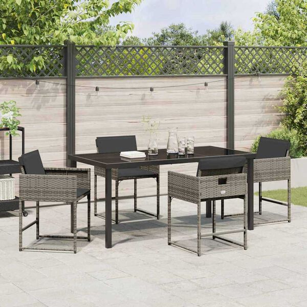 vidaXL Ensemble de salle &agrave; manger pour jardin 5 pcs Gris polyrotin