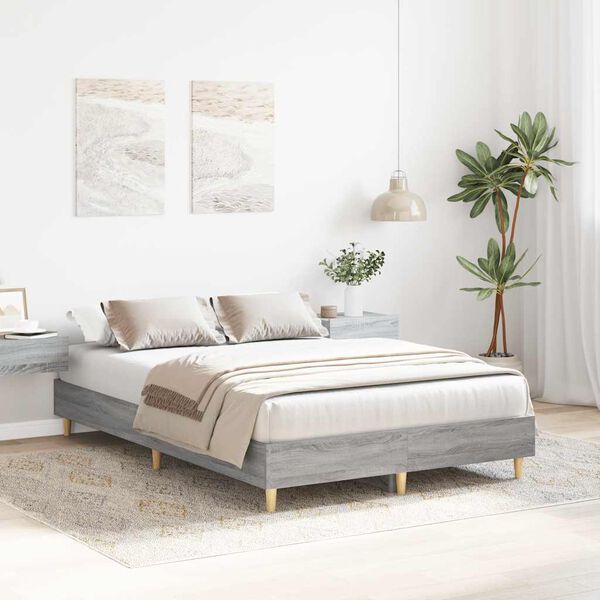 vidaXL Cadre de lit sans matelas sonoma gris 120x200cm bois ing&eacute;nierie