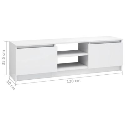 vidaXL Meuble TV Blanc brillant 120x30x35,5 cm Aggloméré