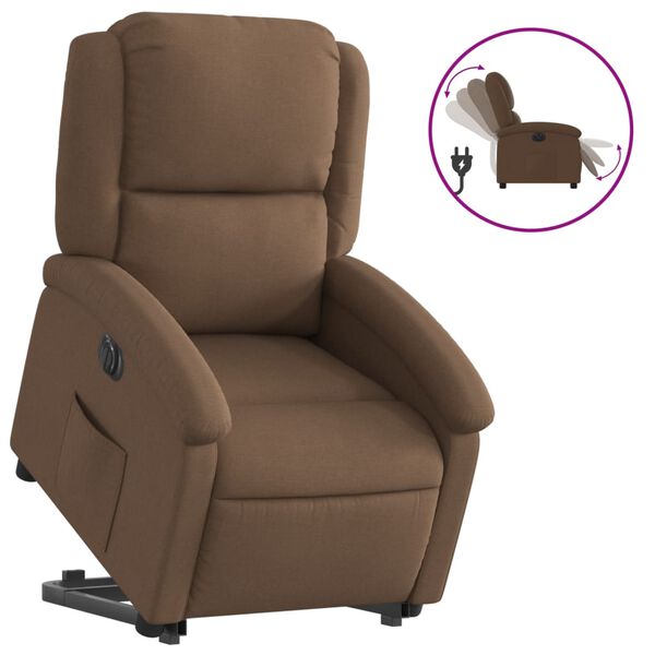 vidaXL Fauteuil inclinable électrique marron tissu