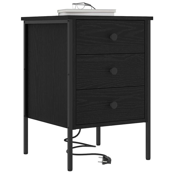 vidaXL Cabinet de chevet Ch&ecirc;ne noir 42 x 41 x 61 cm Bois d'ing&eacute;nierie