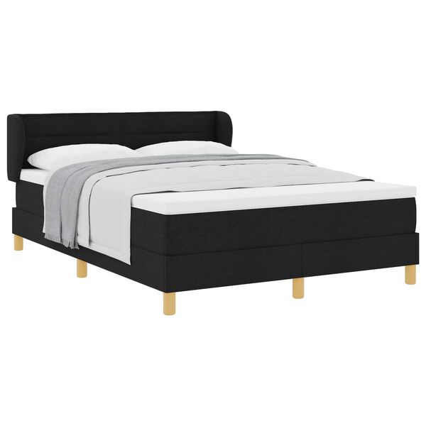 vidaXL Lit &agrave; ressorts avec matelas Noir 140 x 190 cm tissu