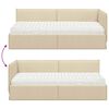 vidaXL Cadre de lit d'angle avec matelas 2 pcs Cr&egrave;me Velours