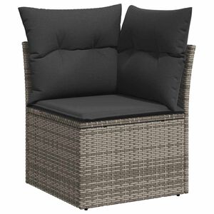 vidaXL Canap&eacute; d'angle de jardin avec coussins gris r&eacute;sine tress&eacute;e