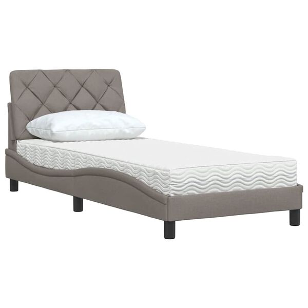 vidaXL Lit avec matelas taupe 90x200 cm tissu
