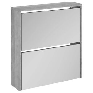 vidaXL Armoire &agrave; chaussures miroir 2 niveaux Sonoma gris 63x17x67 cm