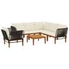 vidaXL 7 pc Bois d'acacia massif et corde Naturel