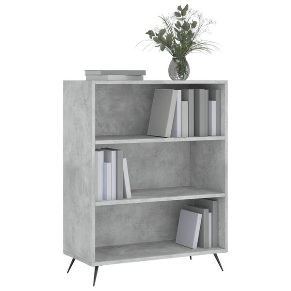vidaXL Biblioth&egrave;que gris b&eacute;ton 69,5x32,5x90 cm bois d'ing&eacute;nierie