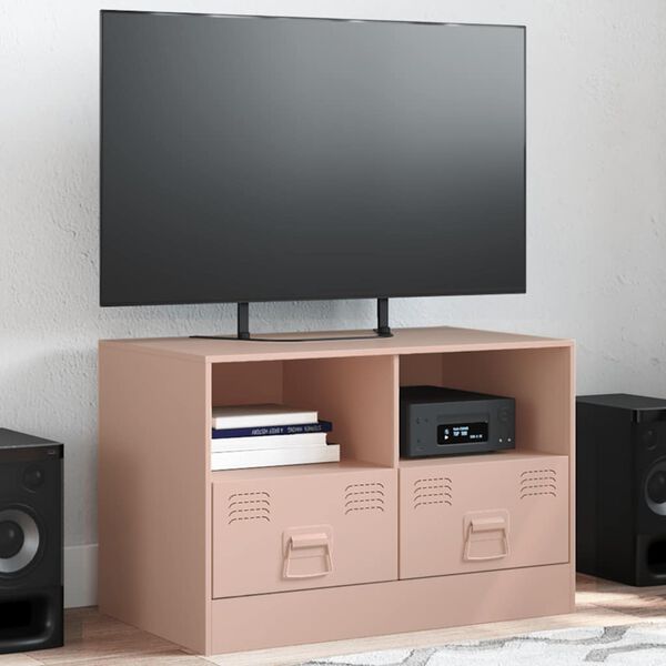 vidaXL Meuble TV rose 67x39x44 cm acier