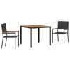 vidaXL Ensemble de salle &agrave; manger pour jardin 3 pcs Noir polyrotin