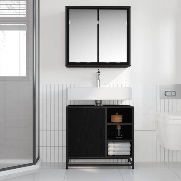 vidaXL Ensemble de mobilier de salle de bain 2 pcs Ch&ecirc;ne noir