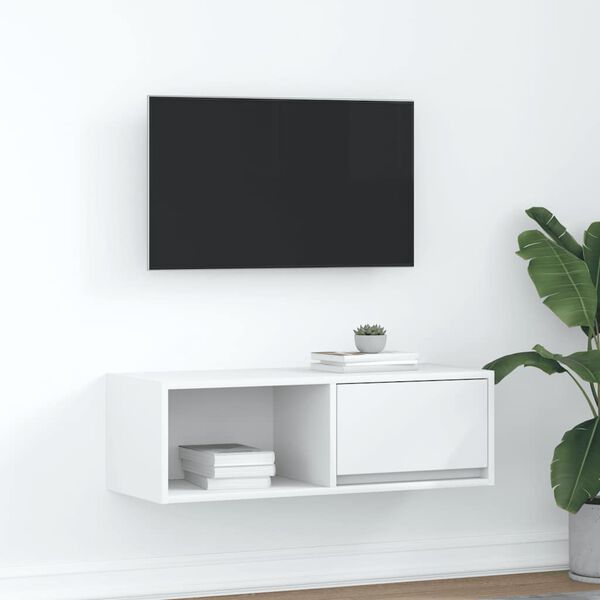 vidaXL Meuble TV blanc 80x31x25,5 cm bois d'ing&eacute;nierie