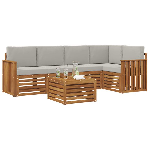 vidaXL Ensembles de canap&eacute;s avec coussin 6 pcs Gris Naturel et Clair