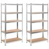 vidaXL &Eacute;tag&egrave;re &agrave; 5 niveaux 2 pcs Argent&eacute; Acier et bois ing&eacute;nierie