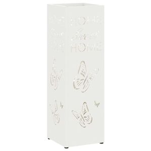 vidaXL Stand de Parapluie de Pluie Blanc 15,5 x 15,5 x 49 cm Acier