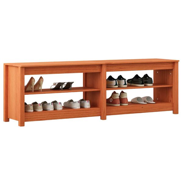 vidaXL Banc à chaussures avec étagère Marron cire 160 x 36.5 x 50 cm