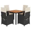 vidaXL Ensemble &agrave; manger de jardin coussins 5pcs Noir R&eacute;sine tress&eacute;e