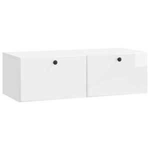 vidaXL Meuble TV mural Montage mural Blanc brillant 98 x 41 x 30 cm