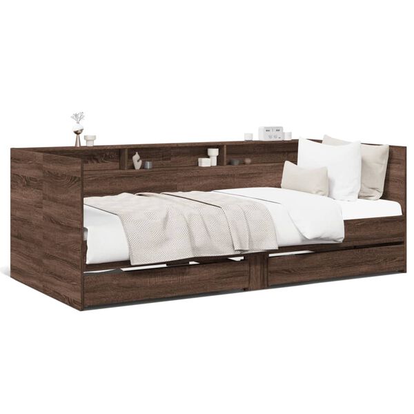 vidaXL Lit de jour avec tiroirs sans matelas chêne marron 90x200 cm