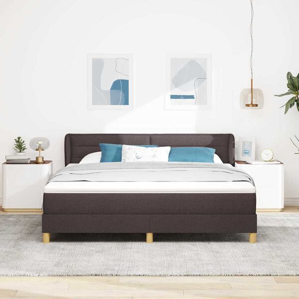 vidaXL Lit &agrave; ressorts avec matelas Marron fonc&eacute; 180 x 200 cm tissu
