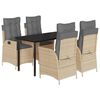 vidaXL Ensemble &agrave; manger de jardin avec coussins 5pcs Beige poly rotin