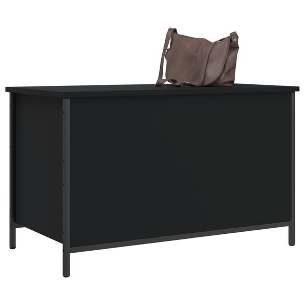 vidaXL Banc de rangement noir 80x42,5x50 cm bois d'ing&eacute;nierie