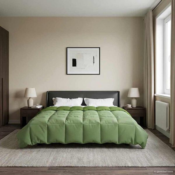 vidaXL Duvet d'&eacute;t&eacute; simple Matelass&eacute; Vert 200 x 240 cm Microfibre