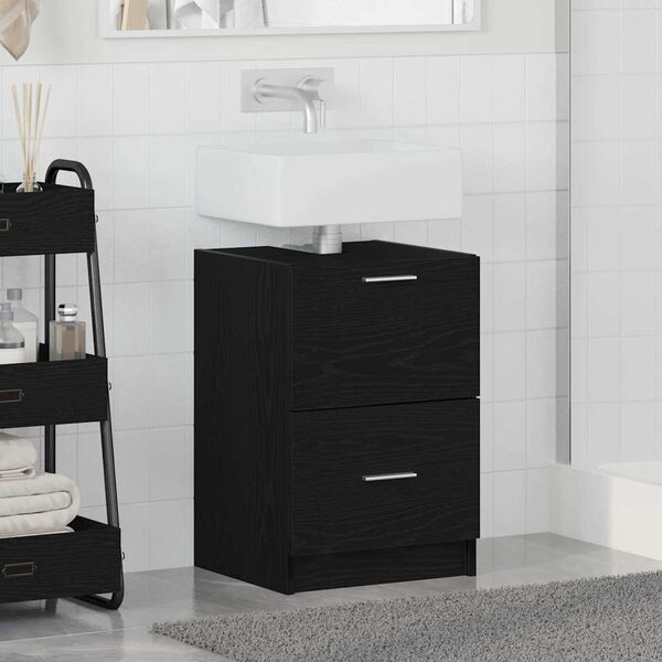 vidaXL Cabinet de salle de bain avec tiroir Ch&ecirc;ne noir 40 x 37 x 59 cm