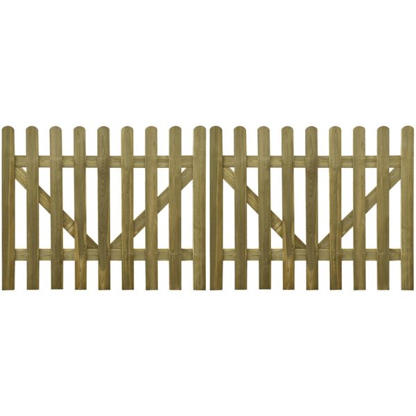 vidaXL Portail de cl&ocirc;ture &agrave; piquets 2 pcs Bois impr&eacute;gn&eacute; 300x120 cm